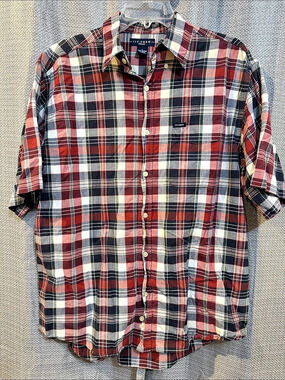 Ivy Crew Men's Plaid Short Sleeve Cotton Shirt Size Large